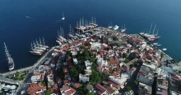 Vista Aérea Marmaris Parte Antigua Ciudad Turística Turquía — Vídeos de Stock