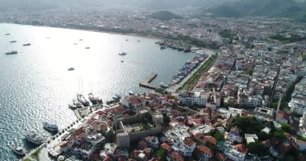 Légifelvételek Marmaris Üdülővárosban Törökországban — Stock videók