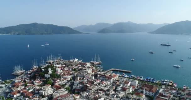 Havadan Görünümü Marmaris Türkiye Resort Şehrin Eski Kısmı — Stok video