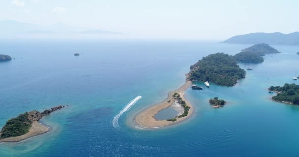 Isla Plana Pintoresco Golfo Con Agua Azul Cristalina Turquía — Vídeo de stock