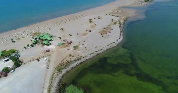 Flygfoto Iztuzu Eller Turtle Beach Och Deltan Dalyanfloden Turkiet — Stockvideo