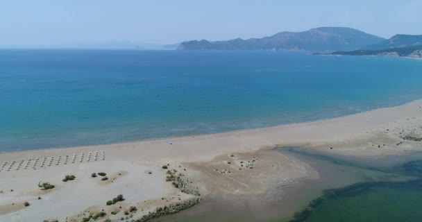 Luchtfoto Iztuzu Turtle Beach Delta Van Dalyan Rivier Turkije — Stockvideo