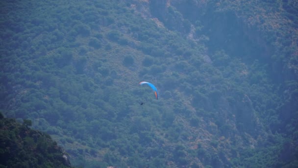 Légi Oludeniz Strandja Felett Repülő Siklóernyőket Törökország — Stock videók