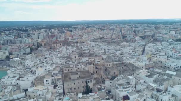 Воздушное Видео Старый Город Монополи Город Адриатическом Море Италия — стоковое видео