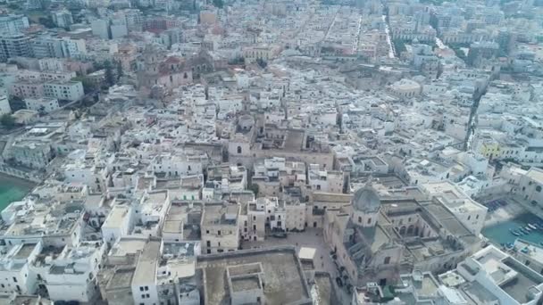 Vídeo Aéreo Cidade Velha Monopoli Cidade Mar Adriático Itália — Vídeo de Stock