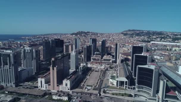 Filmación Drones Nápoles Italia Distrito Negocios Downtown Cityscape — Vídeo de stock