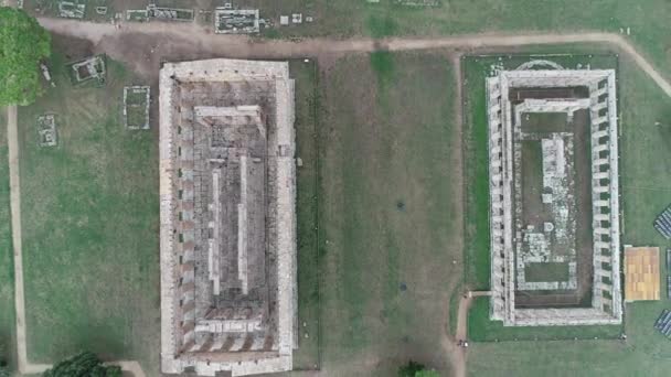 Havadan Görünümü Peastum Kalıntıları Hera Tapınağı Talya — Stok video
