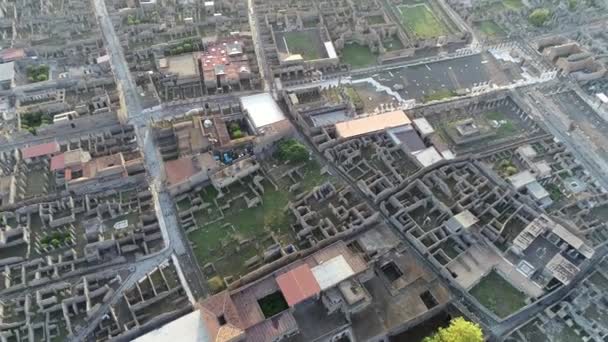 Luchtfoto Ruïnes Van Pompeii Oude Romeinse Stad Verloren Sunrise Italië — Stockvideo