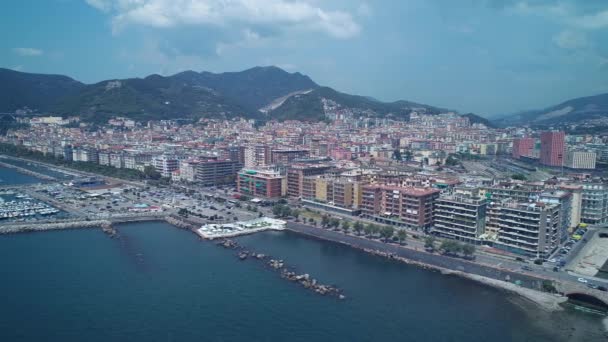 Imágenes Aéreas Costa Amalfitana Ciudad Salerno Italia — Vídeo de stock