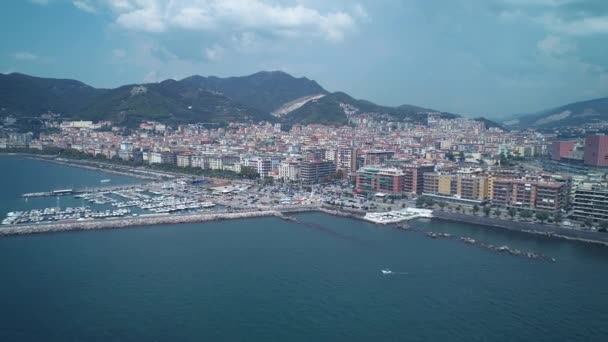Luchtfoto Beeldmateriaal Kust Van Amalfi Salerno Stad Italië — Stockvideo