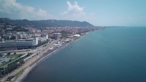 Luchtfoto Beeldmateriaal Kust Van Amalfi Salerno Stad Italië — Stockvideo