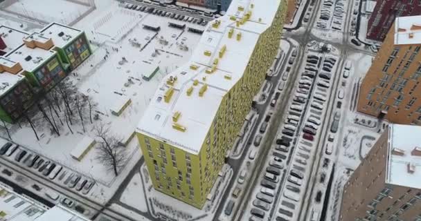 Widok Lotu Ptaka Centrum Miasta Szczęścia Drone Latający Nad Kolorowe — Wideo stockowe