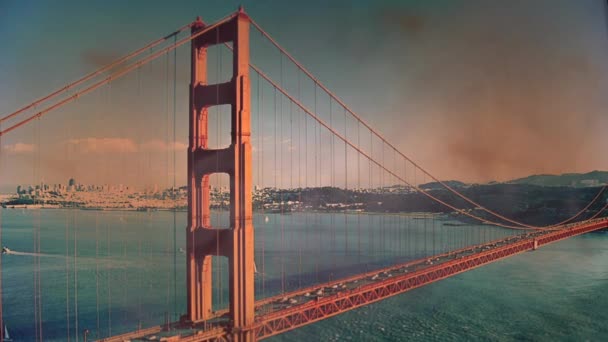 Puente Golden Gate Horizonte San Francisco Llamas Lapso Tiempo Cerca — Vídeo de stock