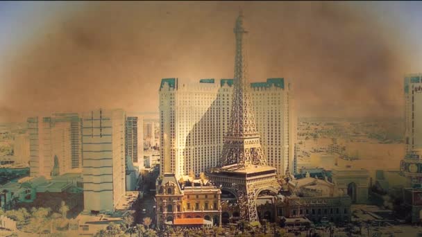 Las Vegas Verenigde Staten Zonde Stad Brand Smeulende Foto Time — Stockvideo