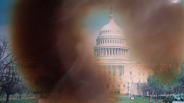 Capitol Building House Fire Picture Slowly Turn Ash Time Lapse — Stock Video