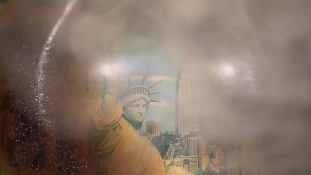 Skyline Manhattan New York Fiamme Foto Fumante Tempo Scaduto — Video Stock