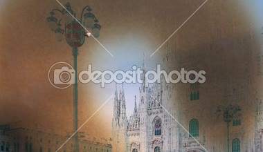 Milano Duomo Katedrali. Resim kül haline dönüşüyor. Zaman atlamalı. 4k.