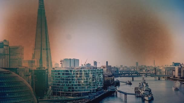 伦敦金融城着火了 闷热的照片 时间流逝 — 图库视频影像