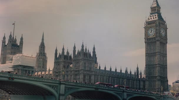 Tlący Zdjęcie Wieży Zegarowej Big Ben Domów Parlamentu — Wideo stockowe