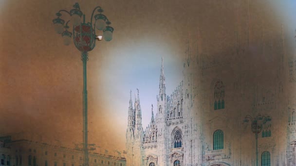 Milano Duomo Katedrali Resim Kül Haline Dönüşüyor Zaman Atlamalı — Stok video
