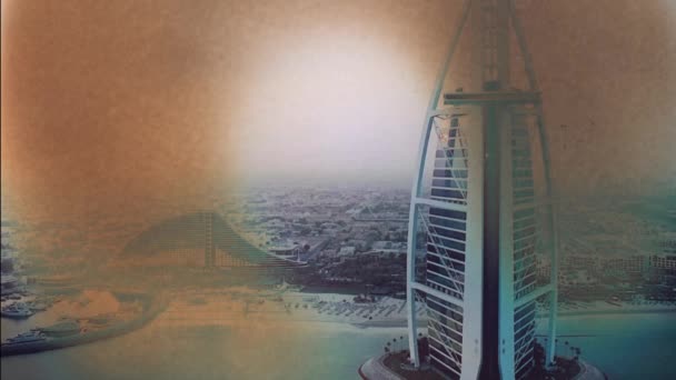 Burj Arab Lüks Otel Ile Resim Yavaşça Kül Dönüşür Zaman — Stok video