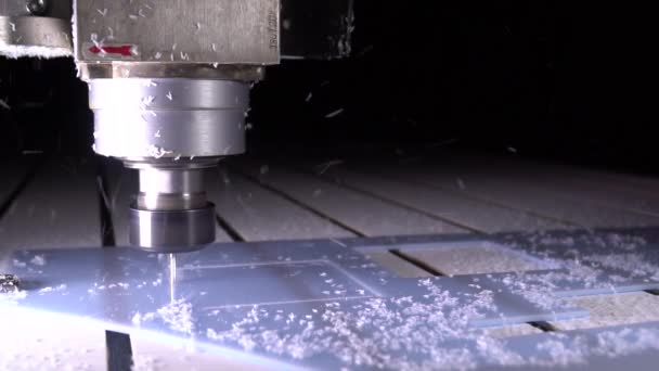 Slow Motion Milling Machine Makes Plastic Parts Milling Cutter Processes — Stock Video