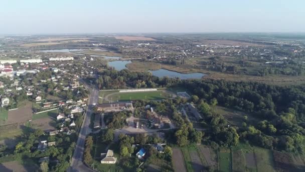 Вид Воздуха Типичная Сельская Местность Украины Пригородная Жилая Aera — стоковое видео