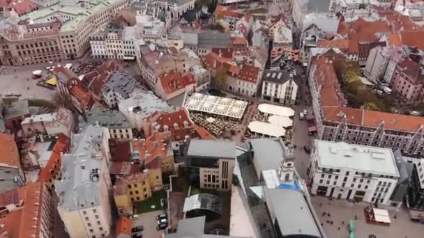 Luchtfoto Historisch Centrum Van Riga Letland — Stockvideo