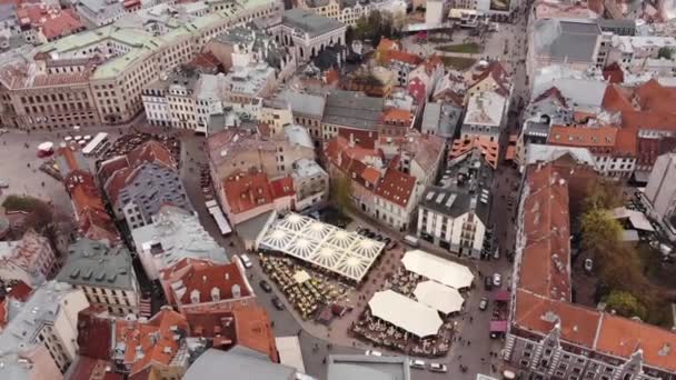 Luchtfoto Historisch Centrum Van Riga Letland — Stockvideo