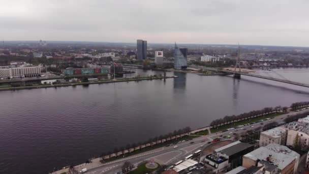 Panorama Aereo Drone Sopra Riga Lettonia — Video Stock