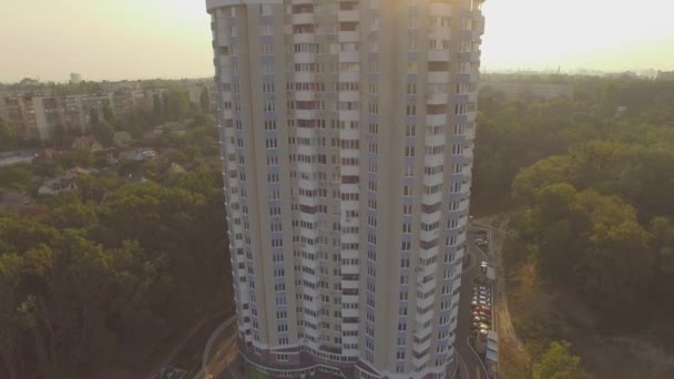 Luchtfoto Drone Shot Van Moderne Huizenblokken Kiev Oekraïne — Stockvideo