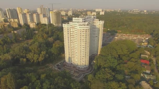 Vista Aérea Drone Tiro Blocos Habitação Modernos Kiev Ucrânia — Vídeo de Stock