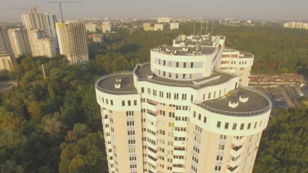 Вид Воздуха Беспилотный Снимок Современных Жилых Блоков Киев Украина — стоковое видео