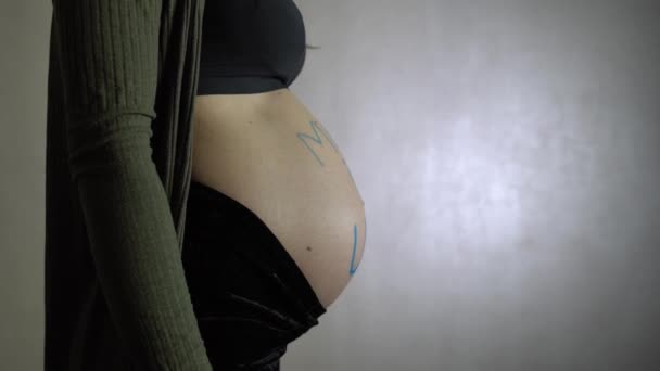 Une Femme Enceinte Tourne Avec Une Inscription Faite Aux États — Video