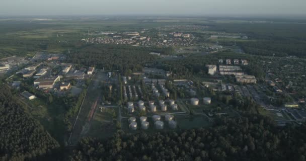 Letecký Pohled Nádrž Naftu Palivové Nádrže Skladovací Stanice Průmyslové Zařízení — Stock video