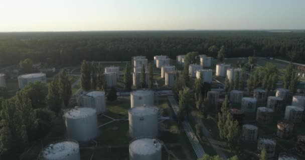 Vista Aérea Granja Aceite Tanque Combustible Estación Almacenamiento Combustible Instalación — Vídeo de stock