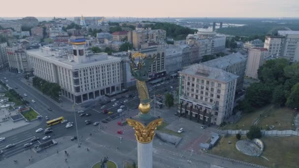 Vista Aérea Monumento Independência Kiev Kiev Ucrânia — Vídeo de Stock