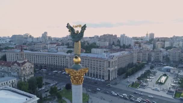 Aerial View Monument Independence Kiev Kyiv Ukraine — Stock Video