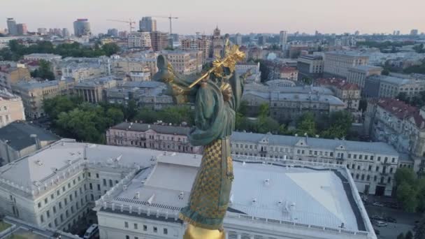 Letecký Pohled Památník Nezávislosti Kyjevě Kyjevě Ukrajina — Stock video