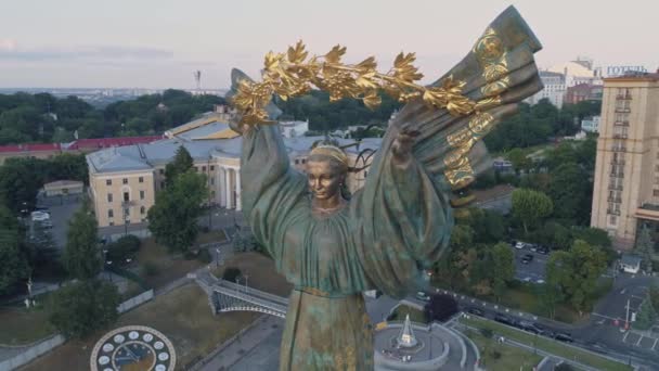 Luchtfoto Monument Van Onafhankelijkheid Kiev Kiev Oekraïne — Stockvideo