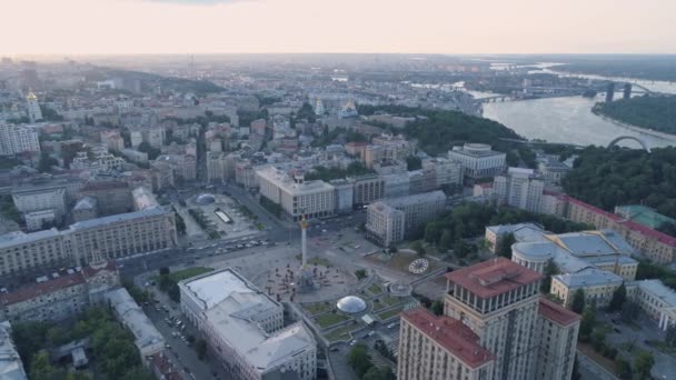 Aereo Piazza Dell Indipendenza Kiev Ligukiev Ucraina Volare Sopra Centro — Video Stock