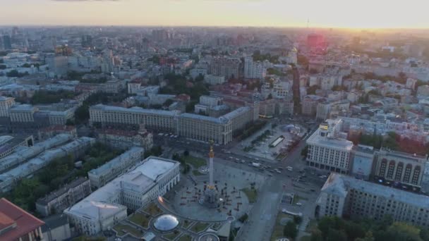 Antenne Onafhankelijkheidsplein Kiev Kiev Oekraïne Vliegen Boven Het Stadscentrum — Stockvideo