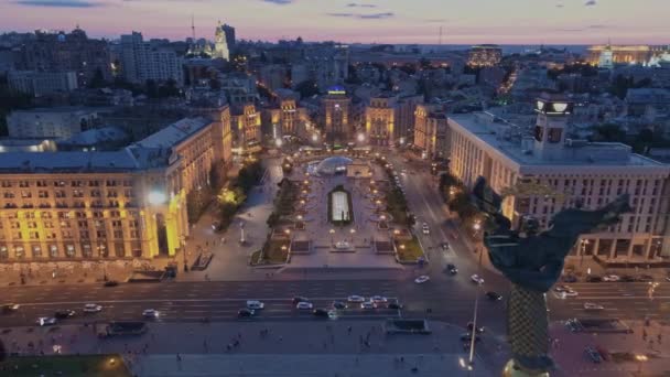 Flygvy Självständighetstorget Flyger Över Centrum Kiev Ukraina — Stockvideo