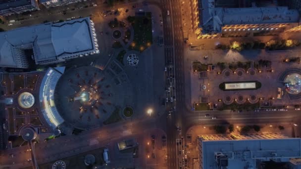 Luchtfoto Independence Square Vliegen Boven Het Stadscentrum Kiev Oekraïne — Stockvideo