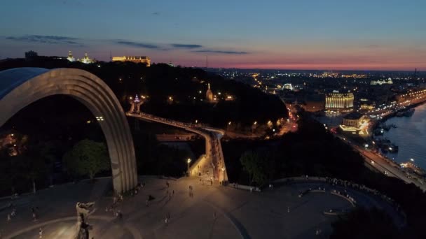 Vista Aerea Volare Sopra Centro Della Città Kiev Ucraina — Video Stock