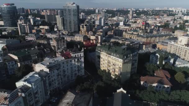 Αεροφωτογραφία Πετάει Πάνω Από Κέντρο Της Πόλης Κίεβο Ουκρανία — Αρχείο Βίντεο