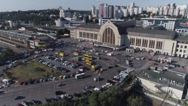 Imagens Aéreas Drone Voa Perto Estação Ferroviária Central Kiev Kiev — Vídeo de Stock