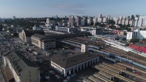 Filmati Aerei Drone Vola Vicino Alla Stazione Ferroviaria Kiev — Video Stock