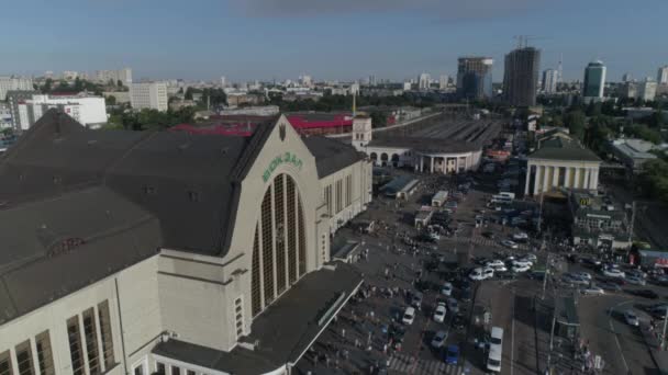 Imágenes Aéreas Drone Vuela Cerca Estación Central Kiev Kiev — Vídeos de Stock