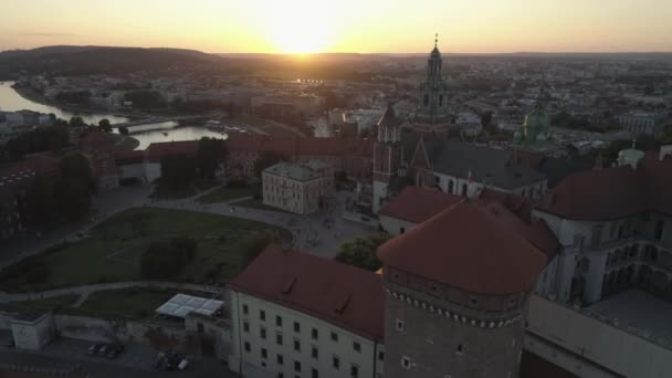 Widok Lotu Ptaka Zamek Wawelu Historycznym Centrum Krakowa Polska Zachód — Wideo stockowe